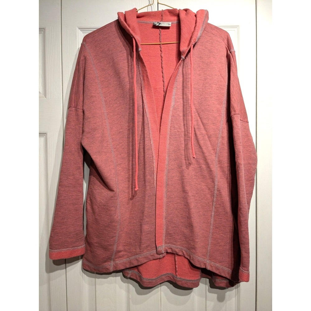 Spirit Women's Pink Open Front Cardigan Hoodie Sz Medium Y2K Style Cotton Blend